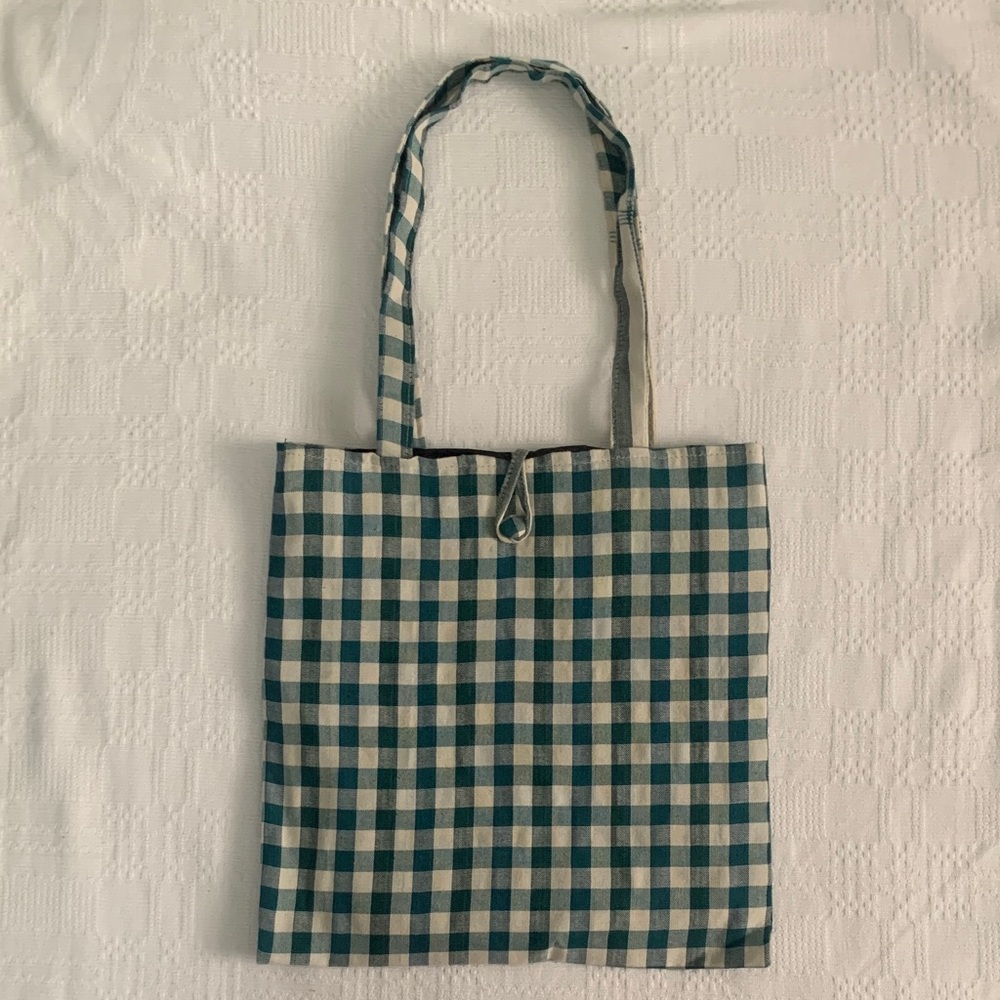 Green Checkered Tote Bag